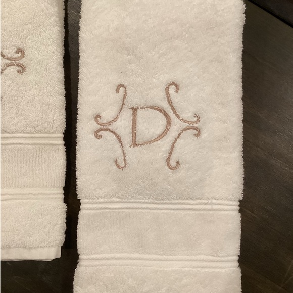 White “D” Mongrammed Hand Towels - Picture 4 of 5